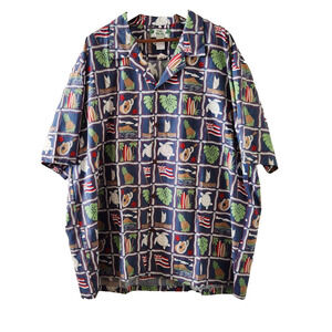 Two Palms Men's size 3XL Hawaiian Casual Vacation Shirt Coastal Hawaiian Print